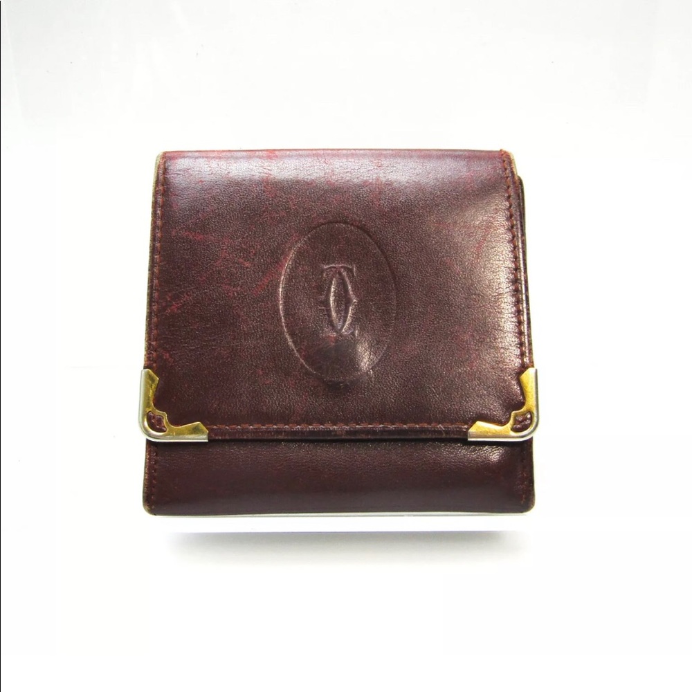 🌹CARTIER Burgundy Must Line Wallet/Coin Purse Snap